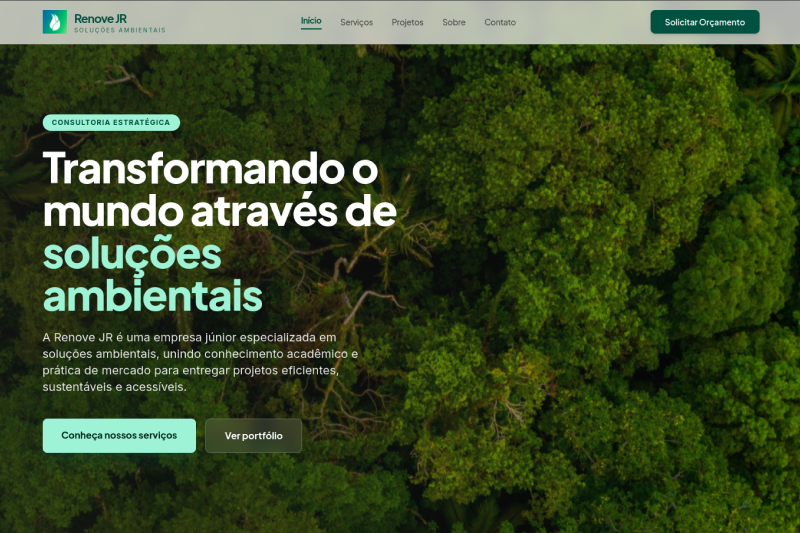 Screenshot do site Renove JR — projeto de site institucional